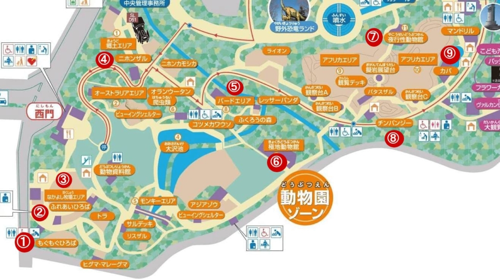 のんほいパーク園内マップ2021.7